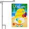 G128 Combo Pack: Garden Flag Stand Black 36 in x 16 in & Garden Flag Summer Decoration Welcome Gnome at Beach with Pineapple 12"x18" Double-Sided Blockout Fabric